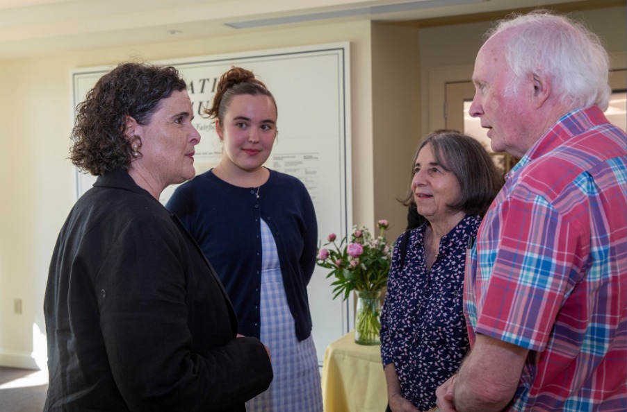 Kathy Caulfield greeting Fairfield residents at a community event